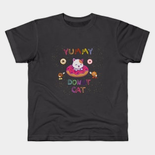 Yummy Donut Cat T-Shirt - Funny Cat T-Shirt - Funny T-Shirts - Cat in a Donut T-Shirt - Gift for Her - Funny Clothing Kids T-Shirt